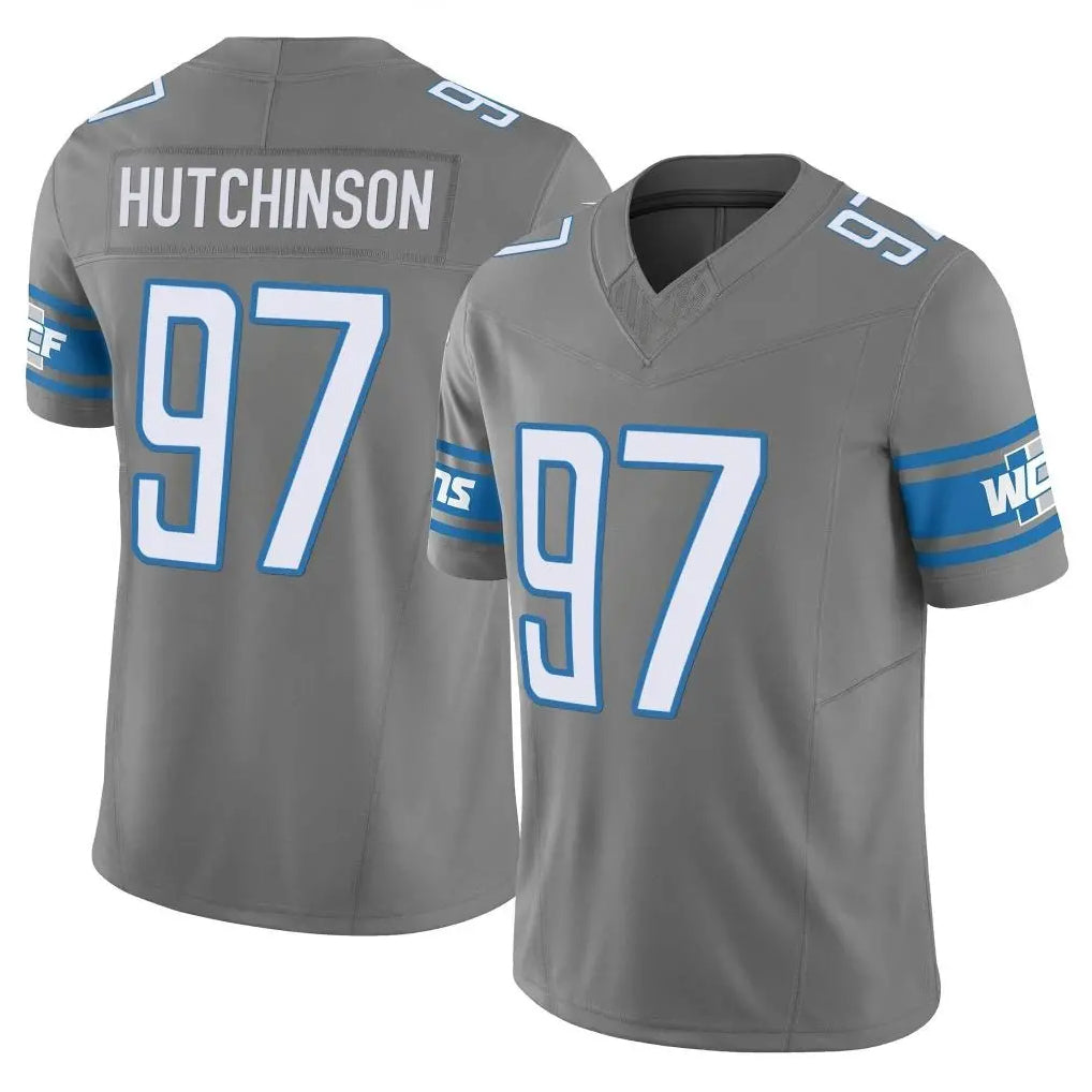 tocy D.Lions #97 Aidan Hutchinson Player Gray Vapor F.U.S.E. Limited Home Game Stitched Jerseys