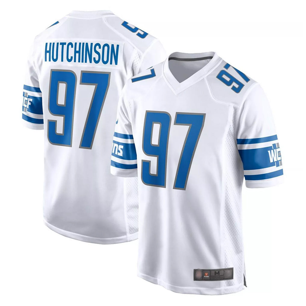 tocy D.Lions #97 Aidan Hutchinson Player White Home Game Stitched Jerseys