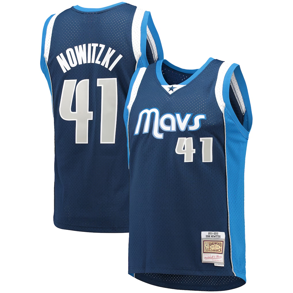 tocy D.Mavericks Mitchell & Ness #41 Dirk Nowitzki Navy Dallas Mavericks 2011-2012 Hardwood Classics Swingman Stitched Jerseys