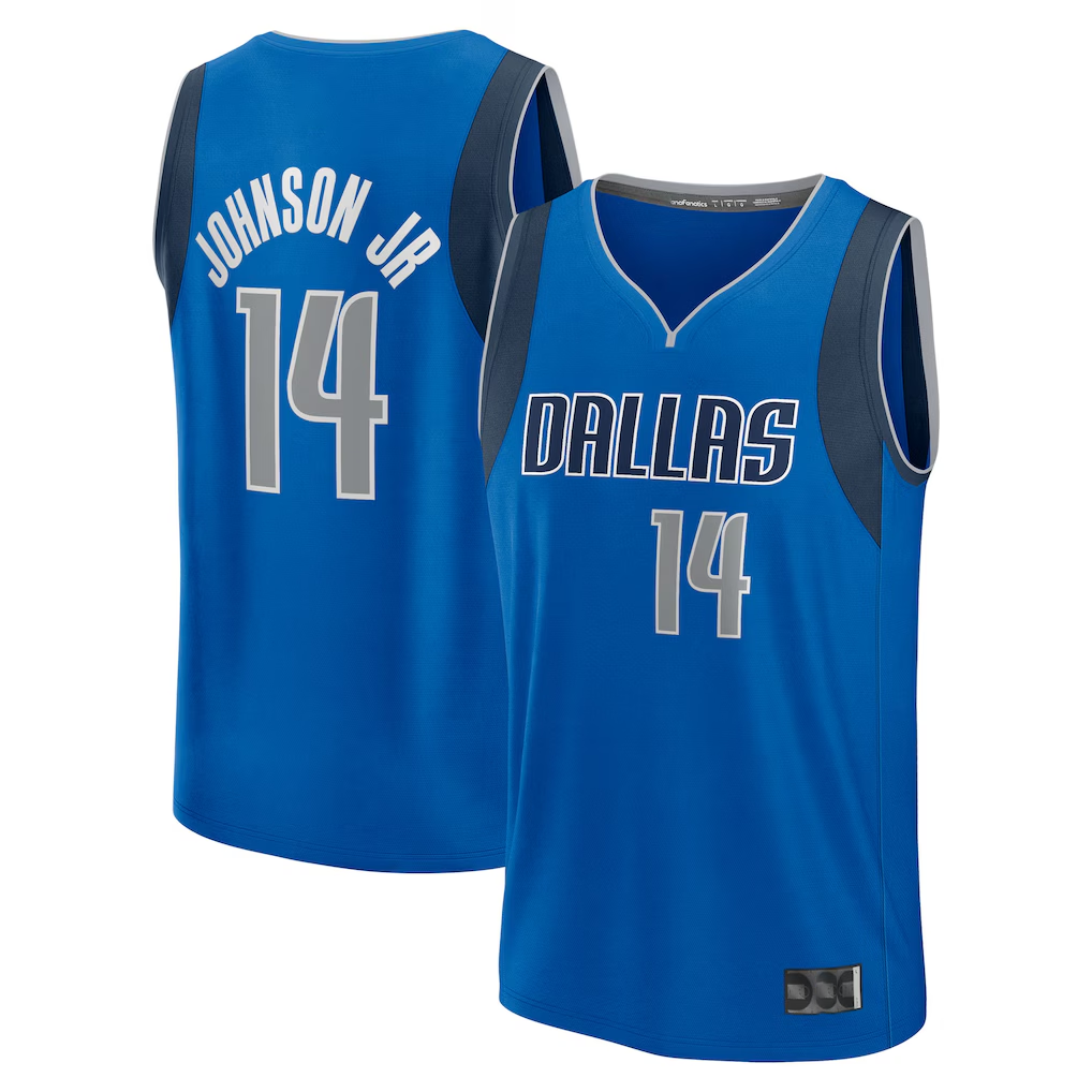 tocy D.Mavericks #14 Morez Johnson Jr. Blue 2026 Draft First Round Pick Fast Break Jerseys - Icon Edition