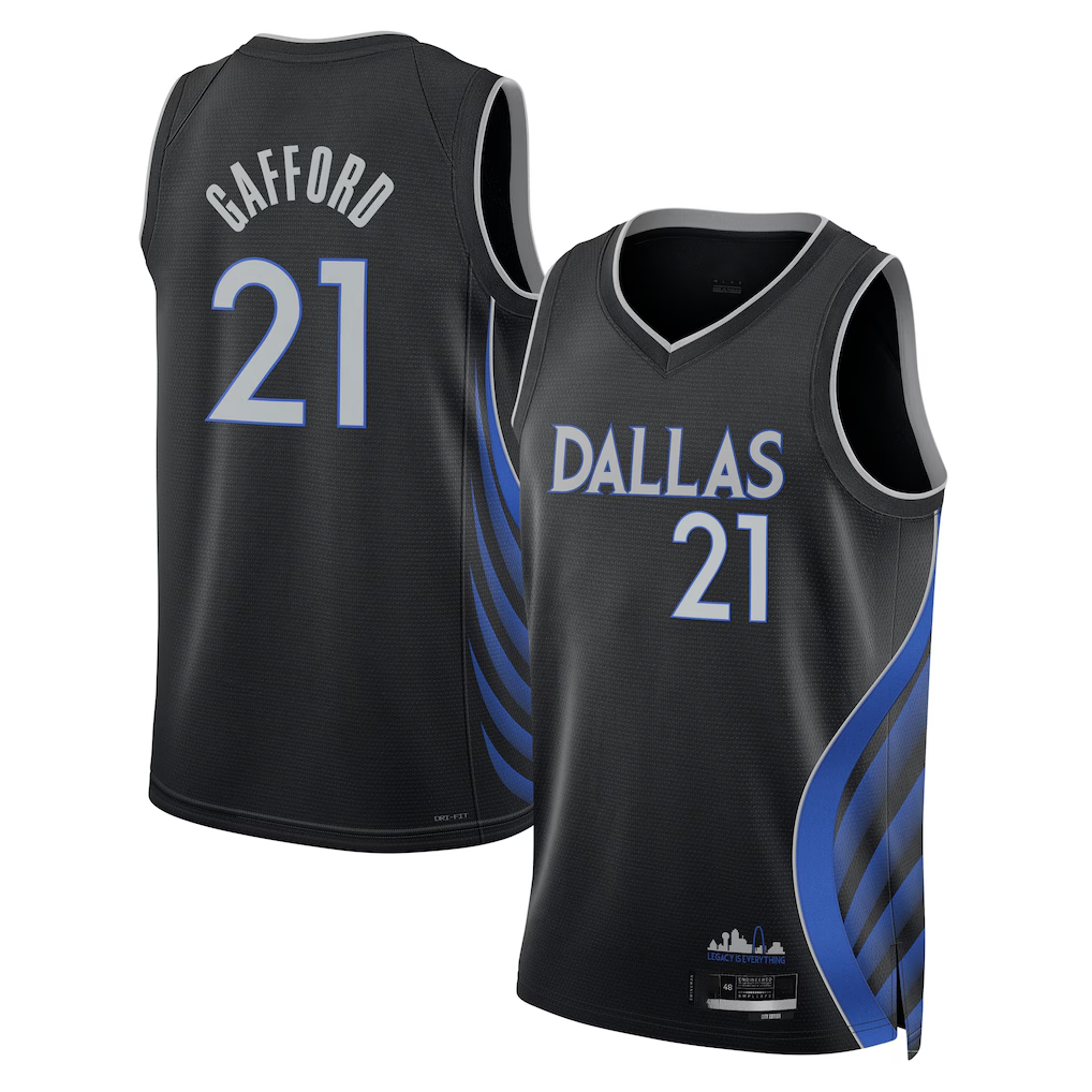 tocy D.Mavericks #21 Daniel Gafford Black 2025-2026 City Edition Swingman Stitched Jerseys