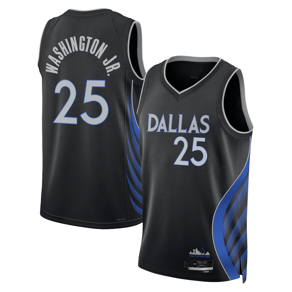 tocy D.Mavericks #25 P.J. Washington Jr. Black 2025-2026 City Edition Swingman Stitched Jerseys