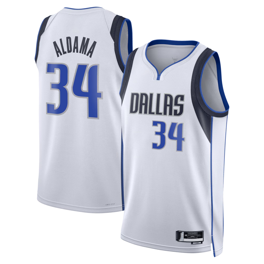 tocy D.Mavericks #34 White Santi Aldama Association Edition Swingman Stitched Jerseys