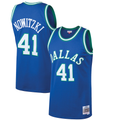 tocy D.Mavericks #41 Dirk Nowitzki Mitchell & Ness Blue 199899 Hardwood Classics Swingman Jerseys