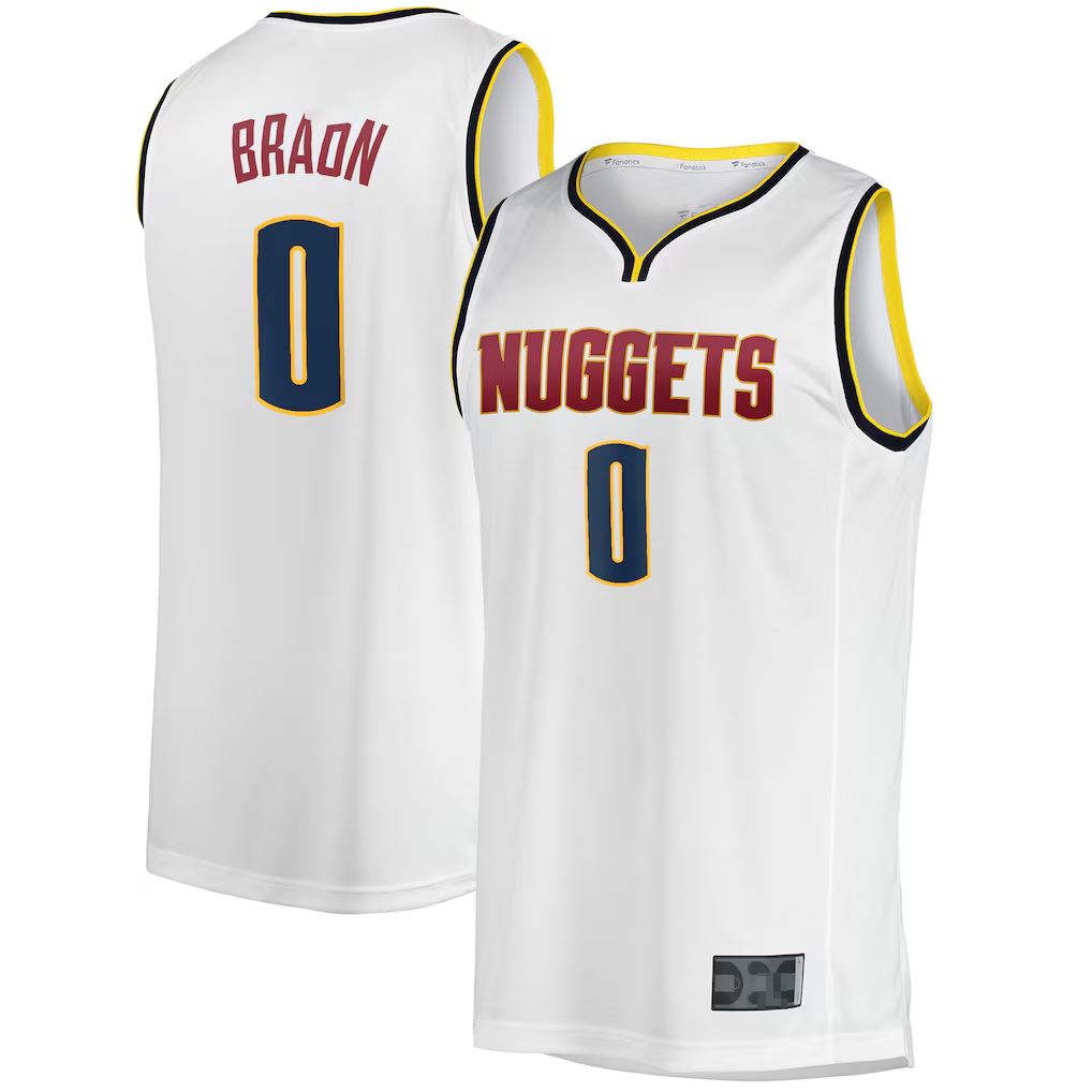 tocy D.Nuggets #0 Christian Braun  White Fast Break Player Jerseys - Association Edition