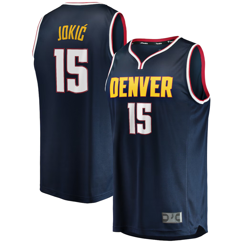 tocy D.Nuggets #15 Nikola Jokic Navy Fast Break Player Jerseys - Icon Edition