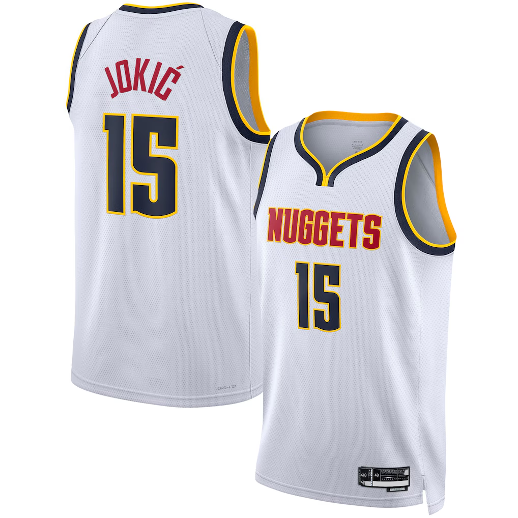tocy D.Nuggets #15 Nikola Jokic White Swingman Jerseys - Association Edition