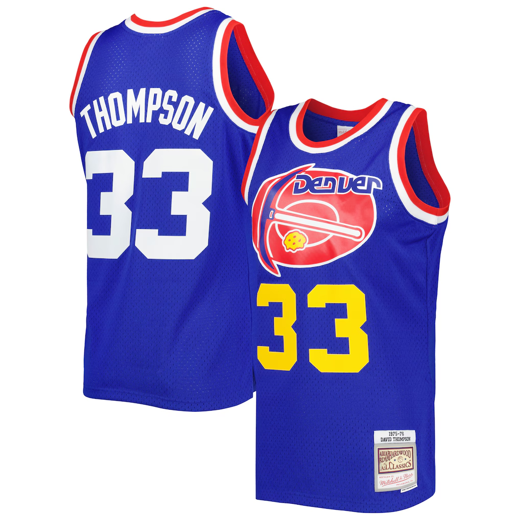 tocy D.Nuggets #33 David Thompson Mitchell & Ness Royal Hardwood Classics 1975-76 Swingman Jersey