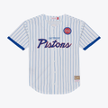 tocy D.Pistons Mitchell & Ness White Head Coach Pinstripe Mesh Full-Button Baseball Jerseys