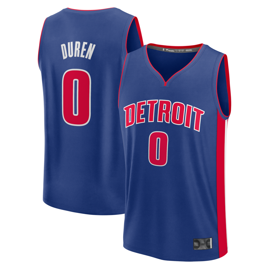tocy D.Pistons #0 Jalen Duren  Blue Fast Break Replica Jerseys - Icon Edition