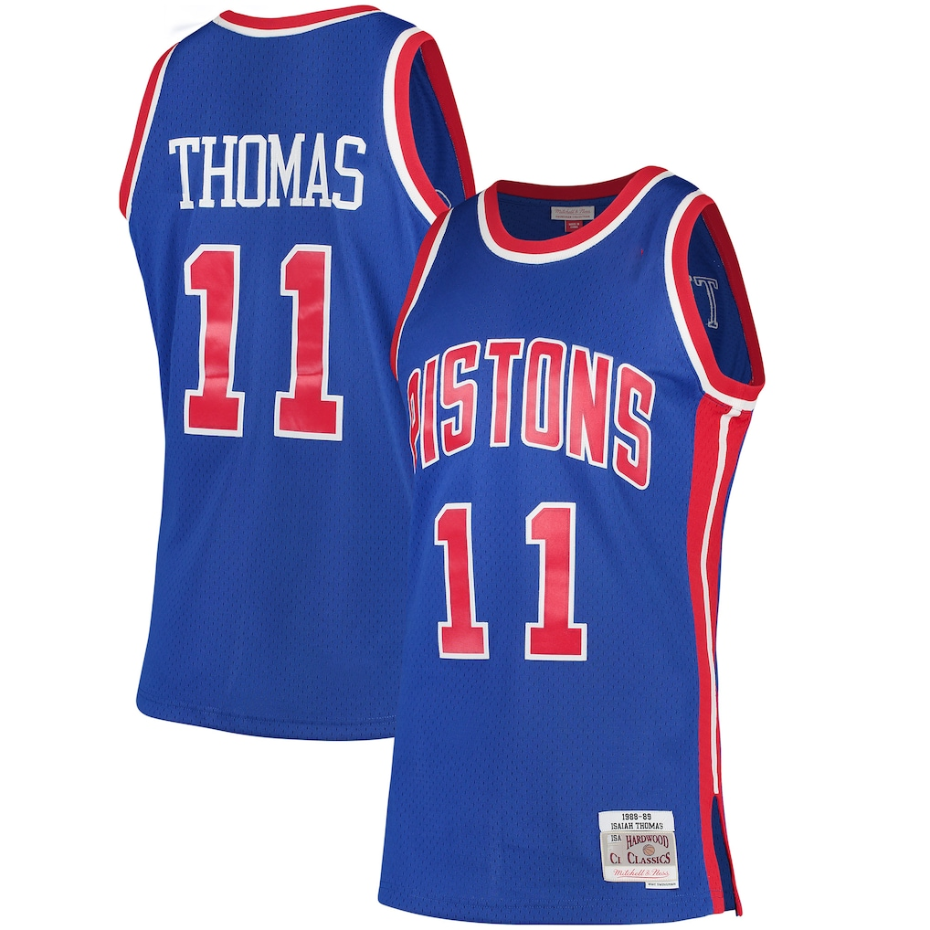 tocy D.Pistons #11 Isiah Thomas Mitchell & Ness Blue 198889 Hardwood Classics Swingman Jerseys