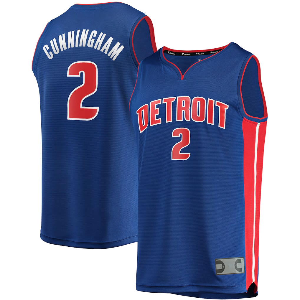 tocy D.Pistons #2 Cade Cunningham  Blue Fast Break Replica Jerseys - Icon Edition