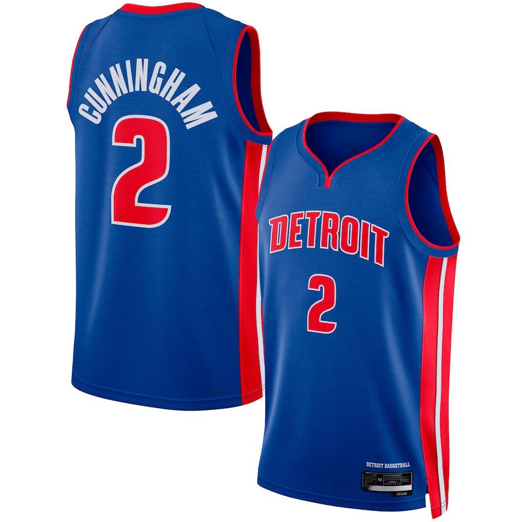 tocy D.Pistons #2 Cade Cunningham Blue Swingman Jerseys - Icon Edition
