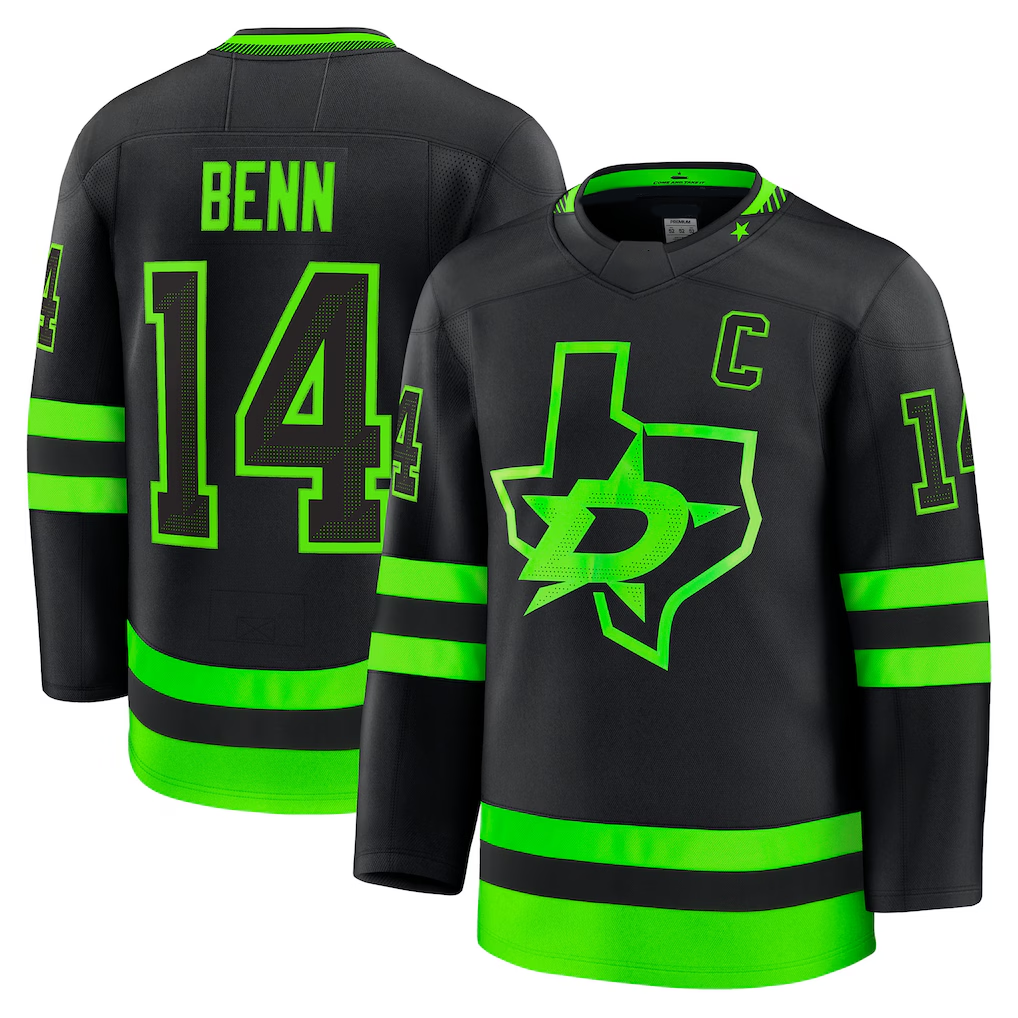 Tocy D.Stars #14 Jamie Benn Black Alternate Premium Jerseys