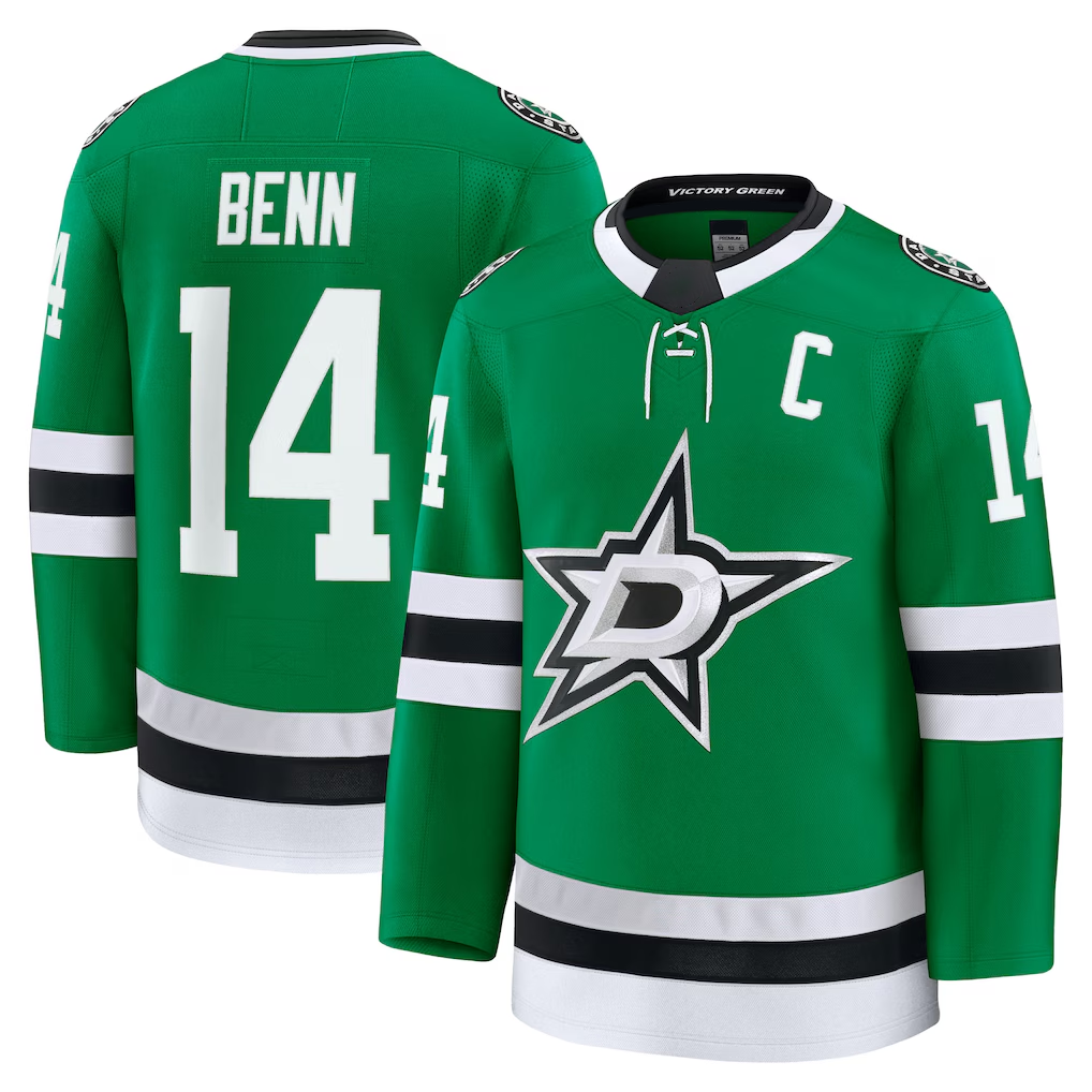Tocy D.Stars #14 Jamie Benn Kelly Green Home Premium Jerseys