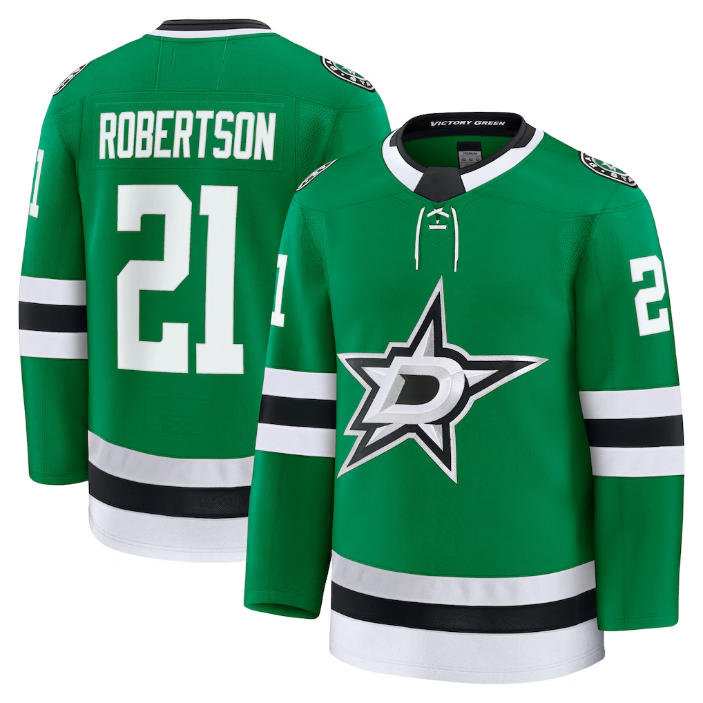 Tocy D.Stars #21 Jason Robertson Kelly Green Home Premium Jerseys
