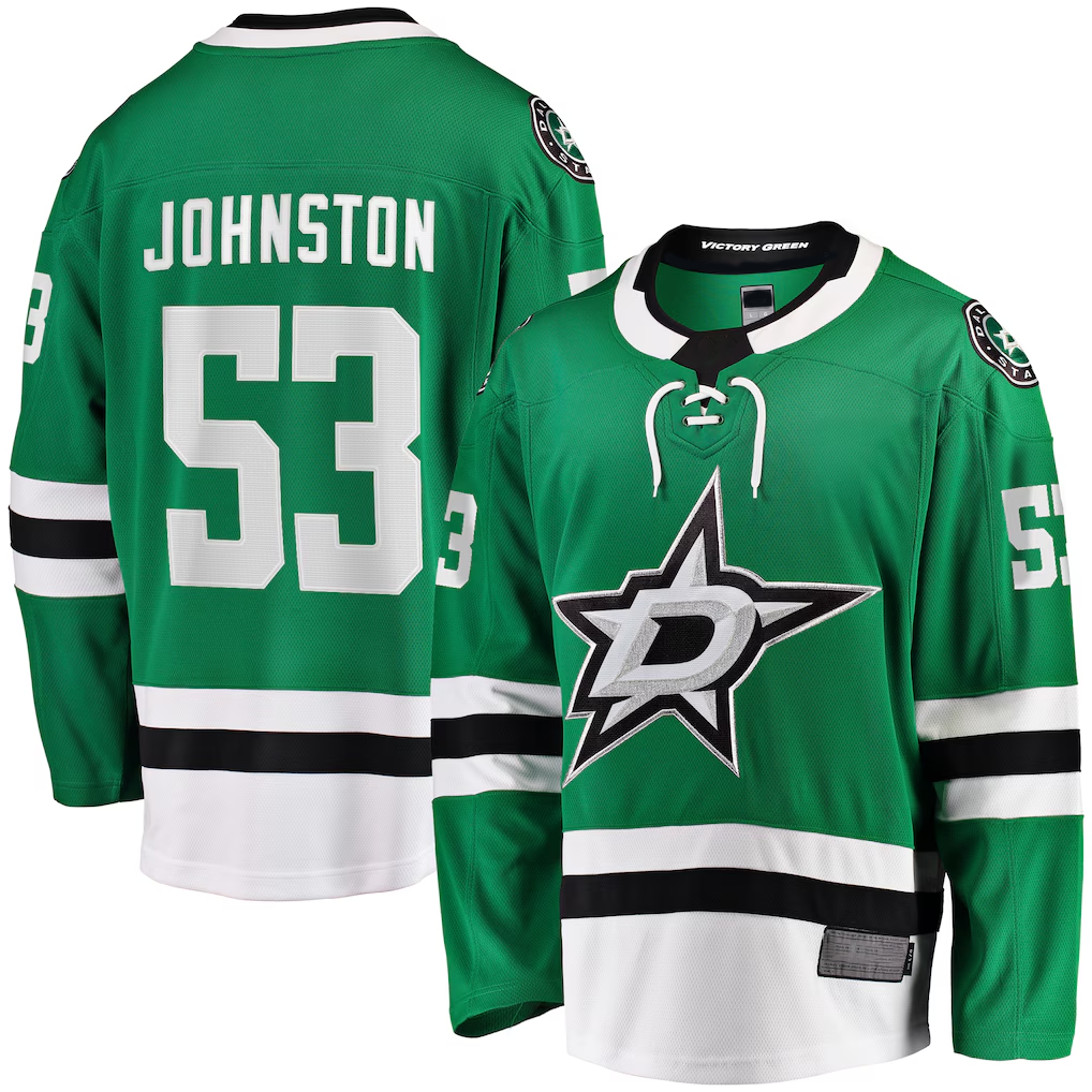 Tocy D.Stars #53 Wyatt Johnston Kelly Green Home Breakaway Player Jerseys