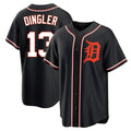 tocy D.Tigers #13 Dillon Dingler Player Black Fashion Out Home Game Stitched Jerseys