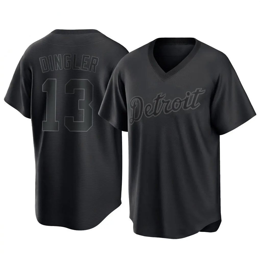 tocy D.Tigers #13 Dillon Dingler Player Black T-shirt Home Game Stitched Jerseys