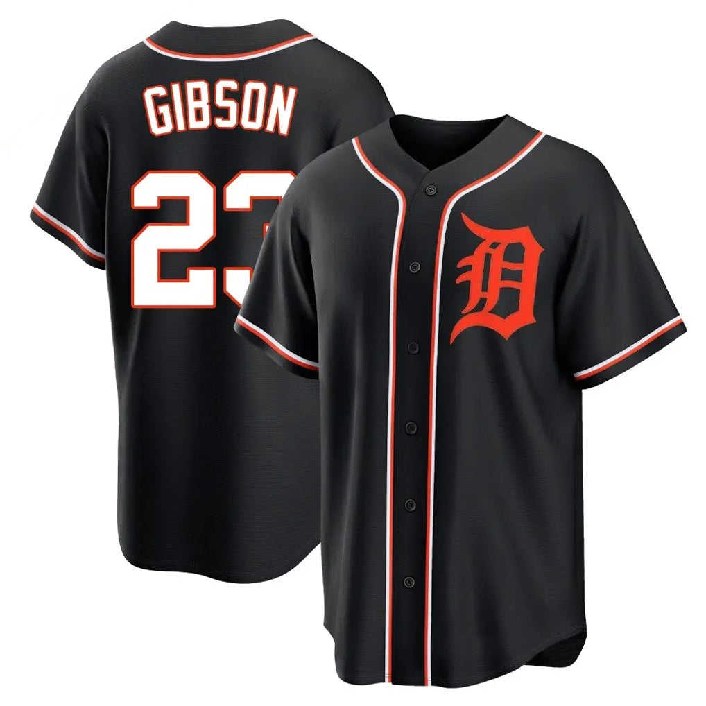 tocy D.Tigers #23 Kirk Gibson Player Black Fashion Out Home Game Stitched Jerseys