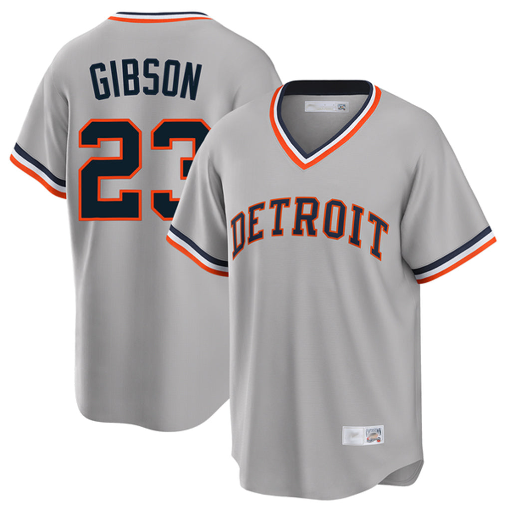 tocy D.Tigers #23 Kirk Gibson Player Gray Cooperstown T-shirt Home Game Stitched Jerseys