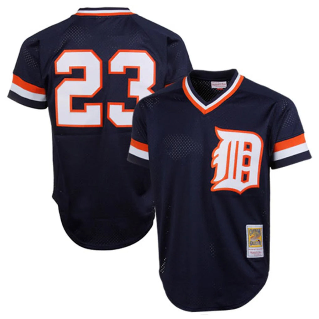 tocy D.Tigers #23 Kirk Gibson Player Mitchell & Ness Navy 1984 Mesh Batting Practice  T-shirt Stitched Jerseys