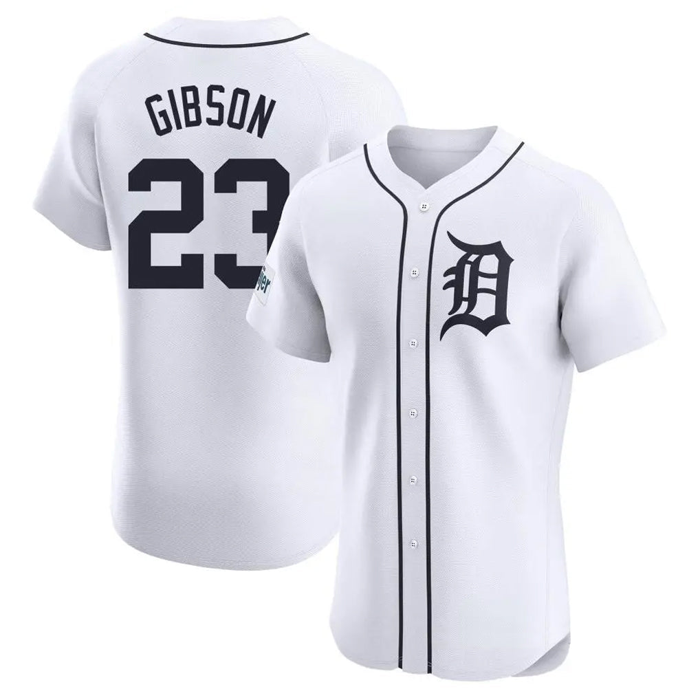 tocy D.Tigers #23 Kirk Gibson Player White Limited Elite Home Stitched Jerseys