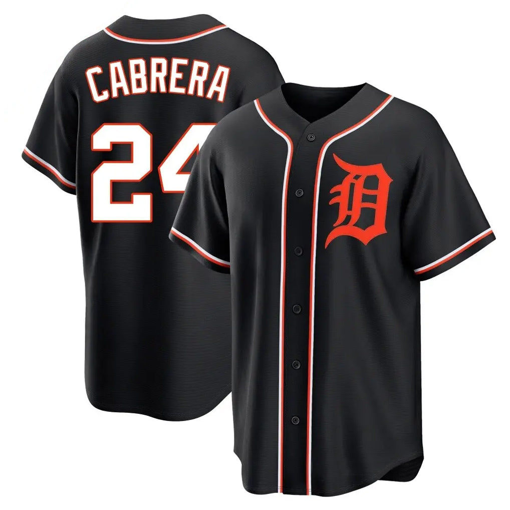 tocy D.Tigers #24 Miguel Cabrera Player Black Fashion Out Home Game Stitched Jerseys