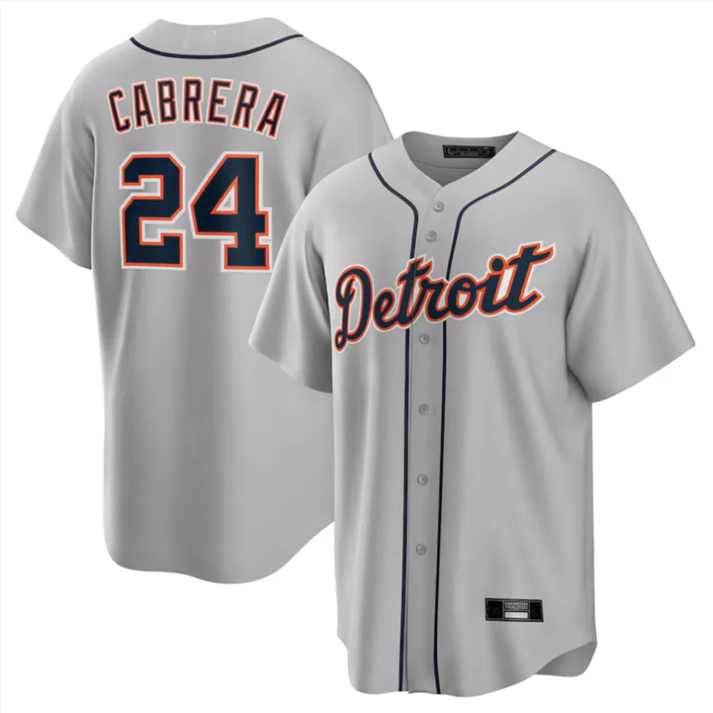 tocy D.Tigers #24 Miguel Cabrera Player Gray Home Game Stitched Jerseys