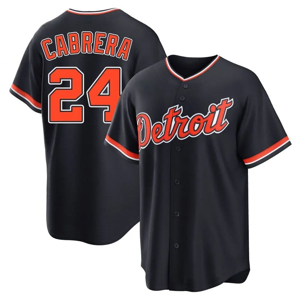 tocy D.Tigers #24 Miguel Cabrera Player Navy Home Game Stitched Jerseys