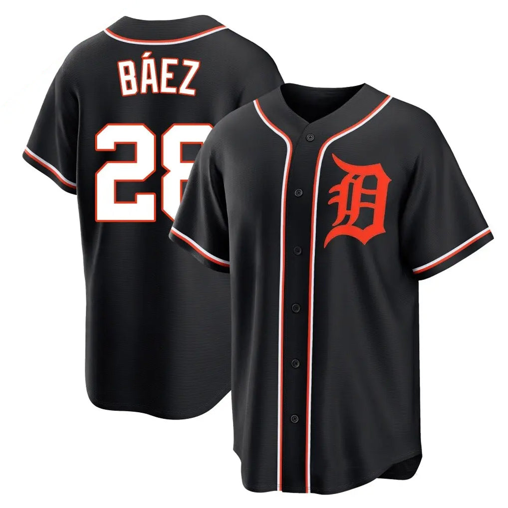 tocy D.Tigers #28 Javier B¡§¡éez Player Black Fashion Out Home Game Stitched Jerseys