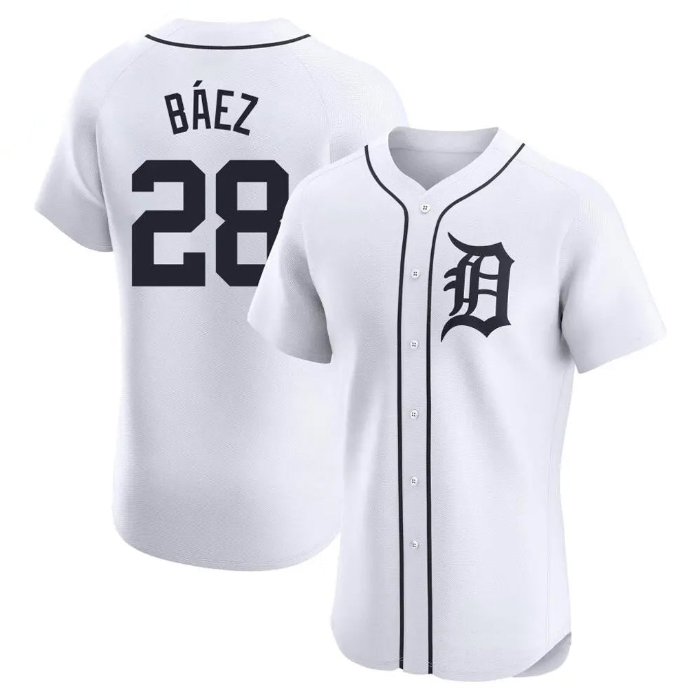 tocy D.Tigers #28 Javier B¡§¡éez Player White Limited Elite Home Stitched Jerseys