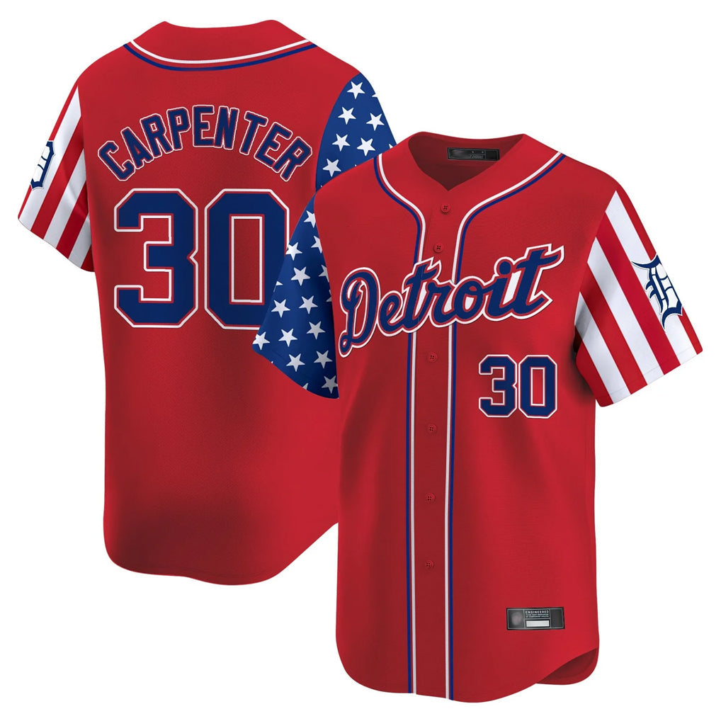 tocy D.Tigers #30 Kerry Carpenter Player Red Independence Day Vapor Premier Limited Stitched Jerseys