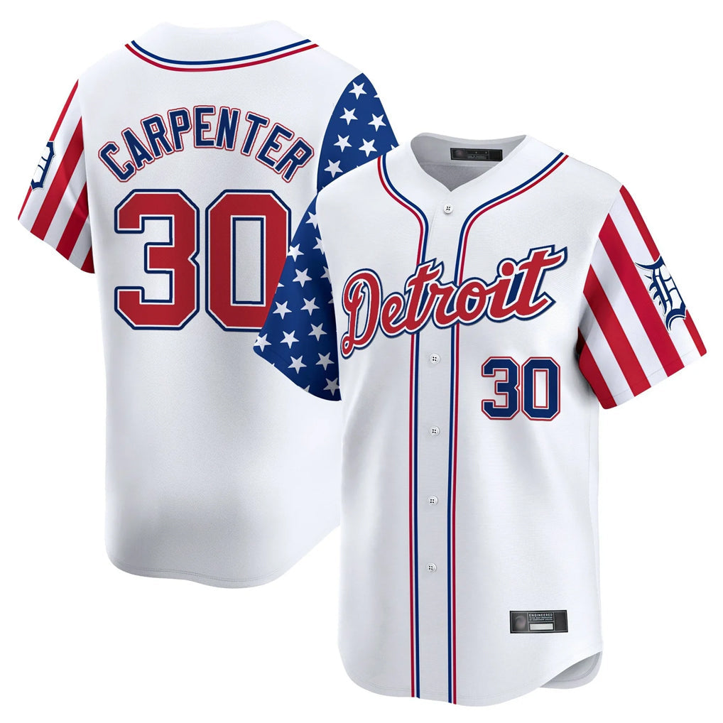 tocy D.Tigers #30 Kerry Carpenter Player White Independence Day Vapor Premier Limited Stitched Jerseys