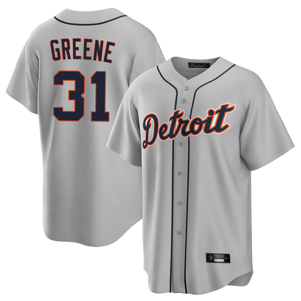 tocy D.Tigers #31 Riley Greene Player Gray Home Game Stitched Jerseys