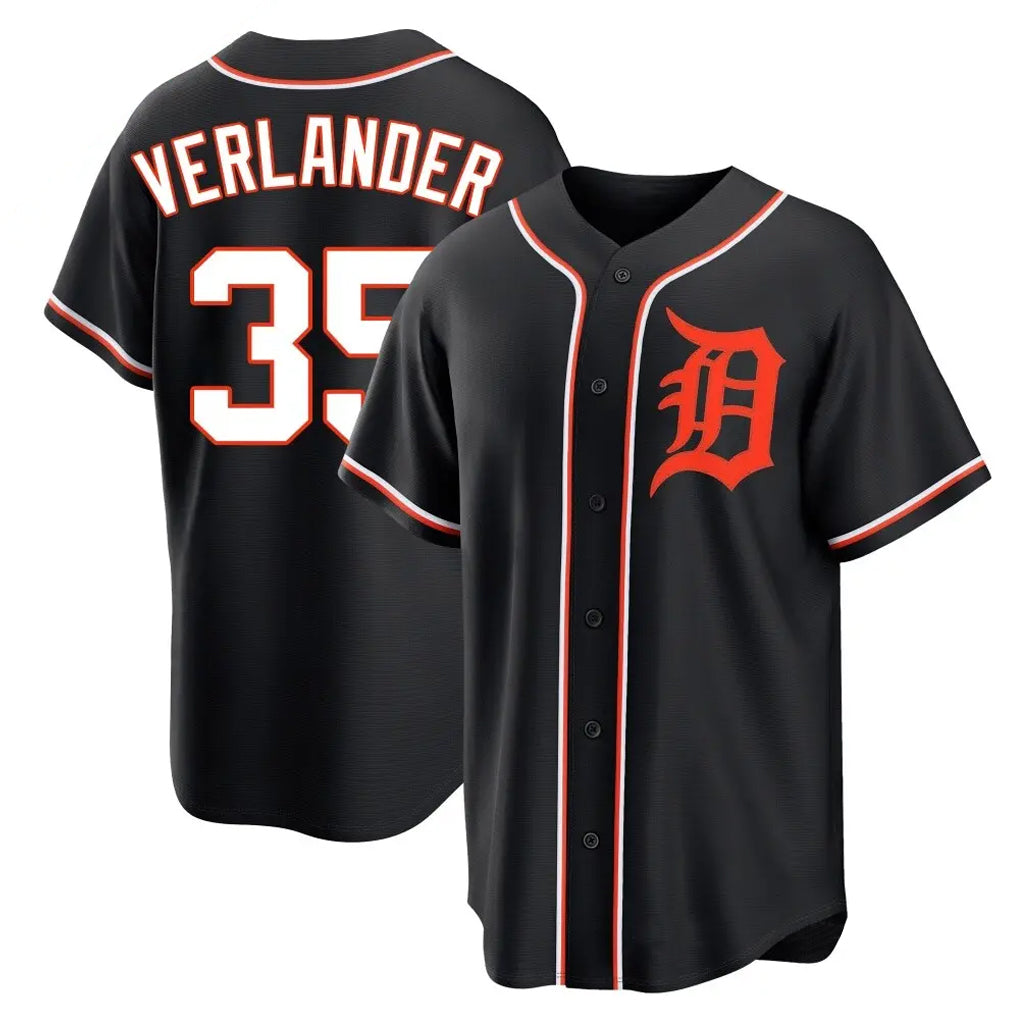 tocy D.Tigers #35 Justin Verlander Player Black Fashion Out Home Game Stitched Jerseys