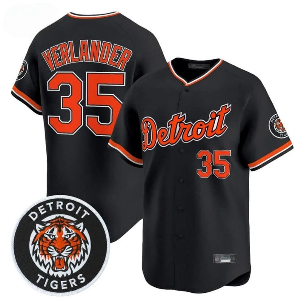 tocy D.Tigers #35 Justin Verlander Player Black Limited Home Stitched Jerseys