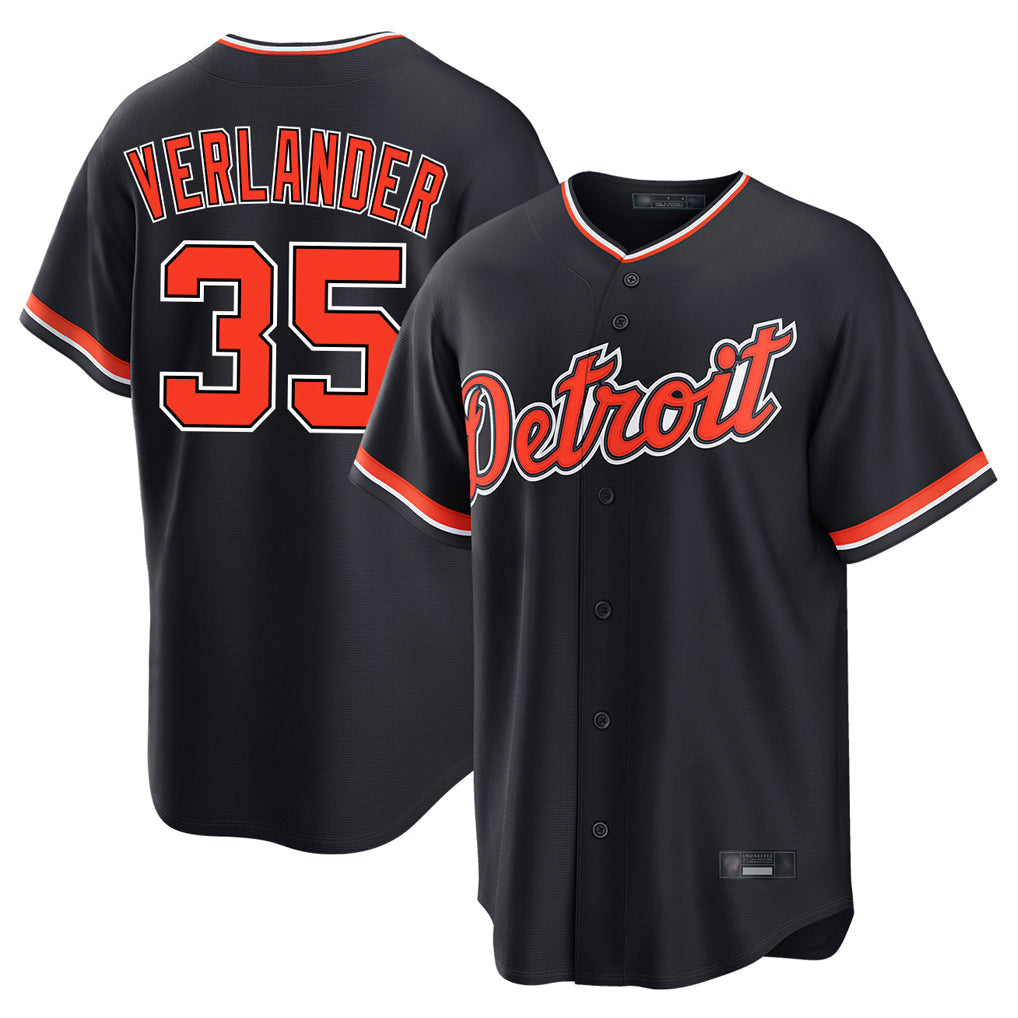 tocy D.Tigers #35 Justin Verlander Player Navy Home Game Stitched Jerseys