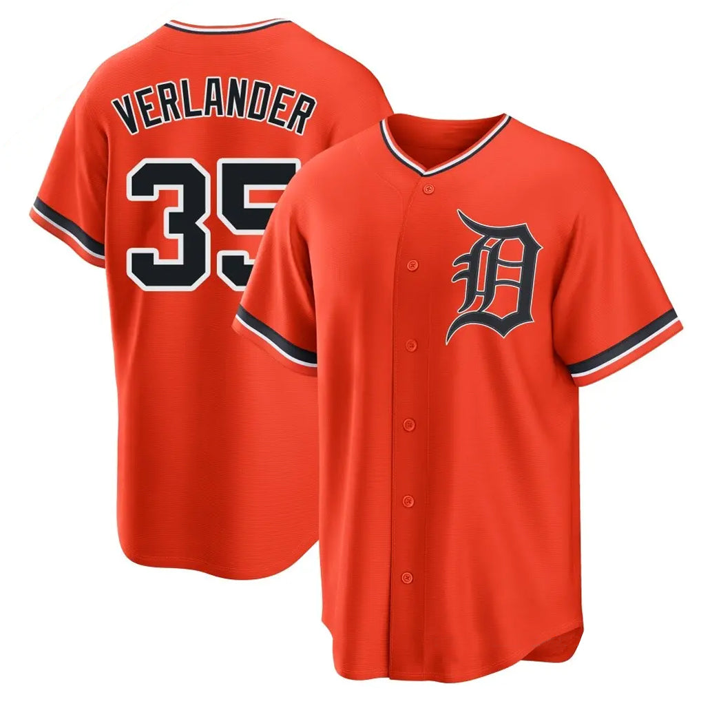 tocy D.Tigers #35 Justin Verlander Player Orange Home Game Stitched Jerseys