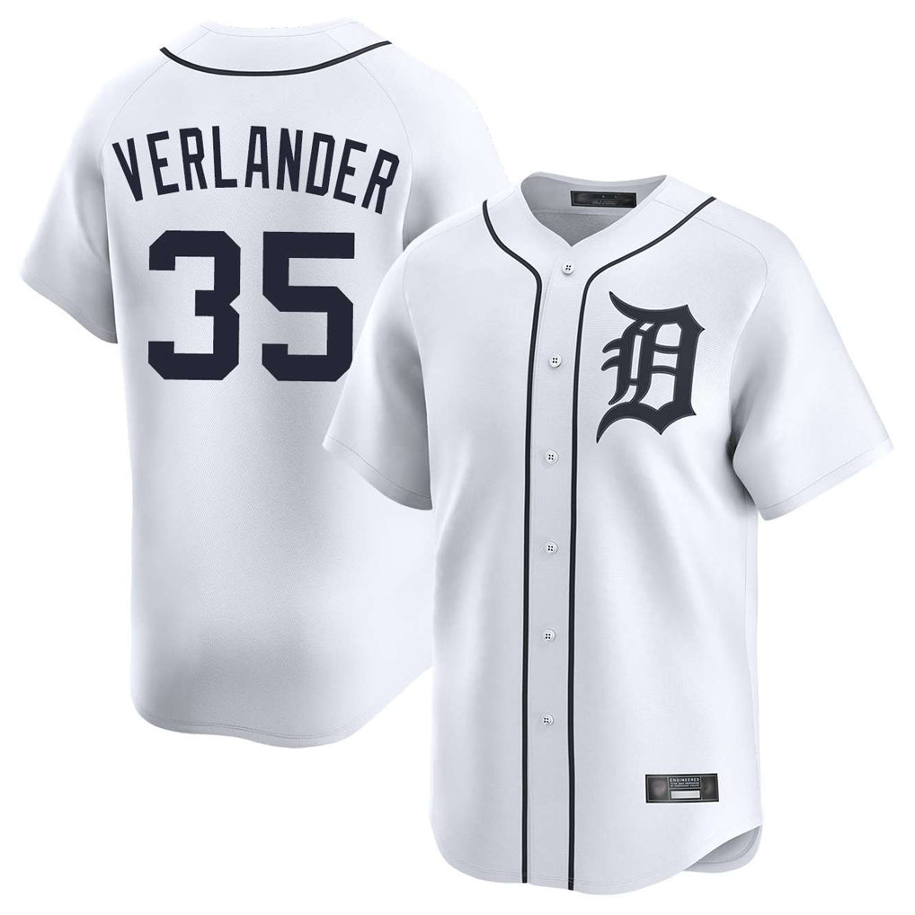 tocy D.Tigers #35 Justin Verlander Player White Home Limited Stitched Jerseys