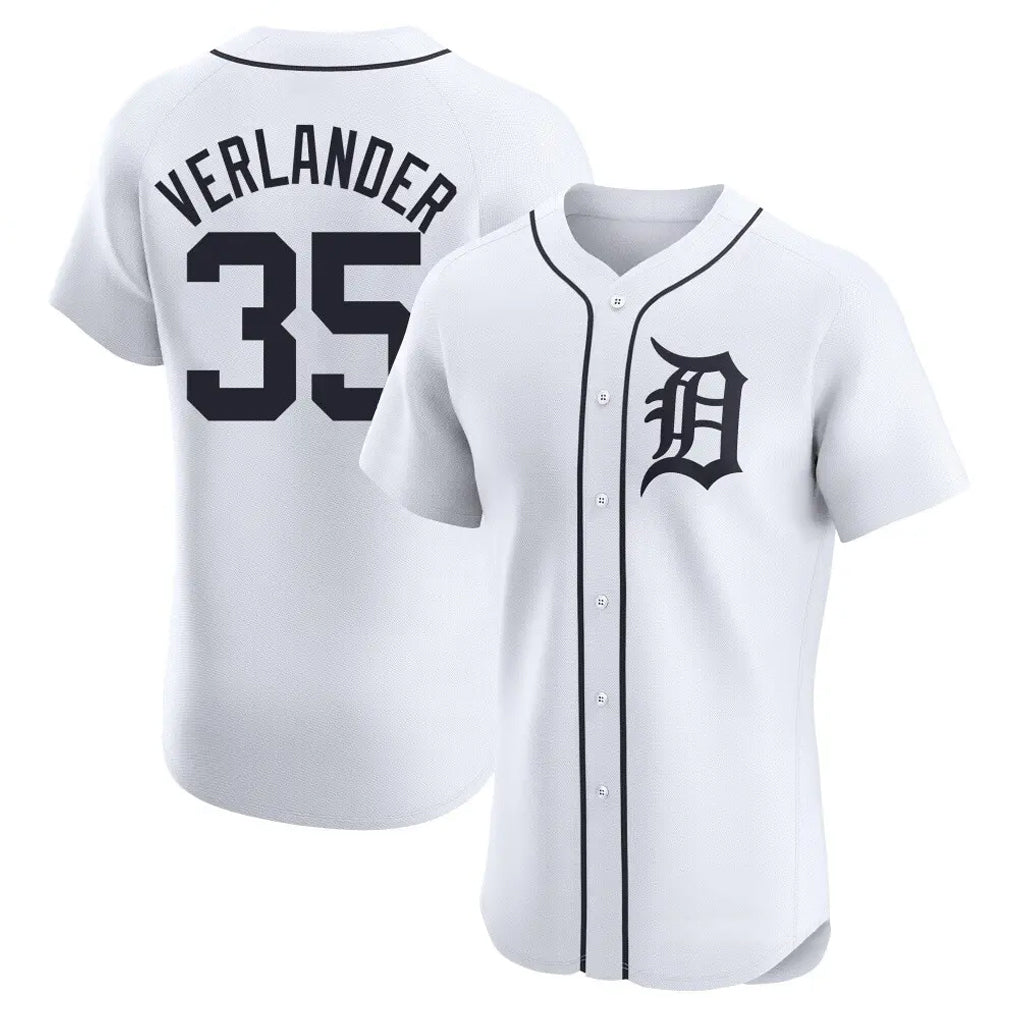 tocy D.Tigers #35 Justin Verlander Player White Limited Elite Home Stitched Jerseys