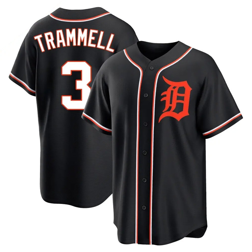tocy D.Tigers #3 Alan Trammell Player Black Fashion Out Home Game Stitched Jerseys