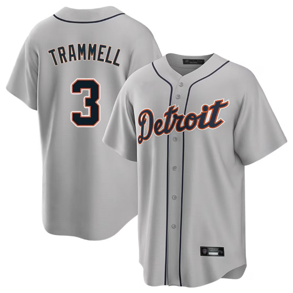 tocy D.Tigers #3 Alan Trammell Player Gray Home Game Stitched Jerseys