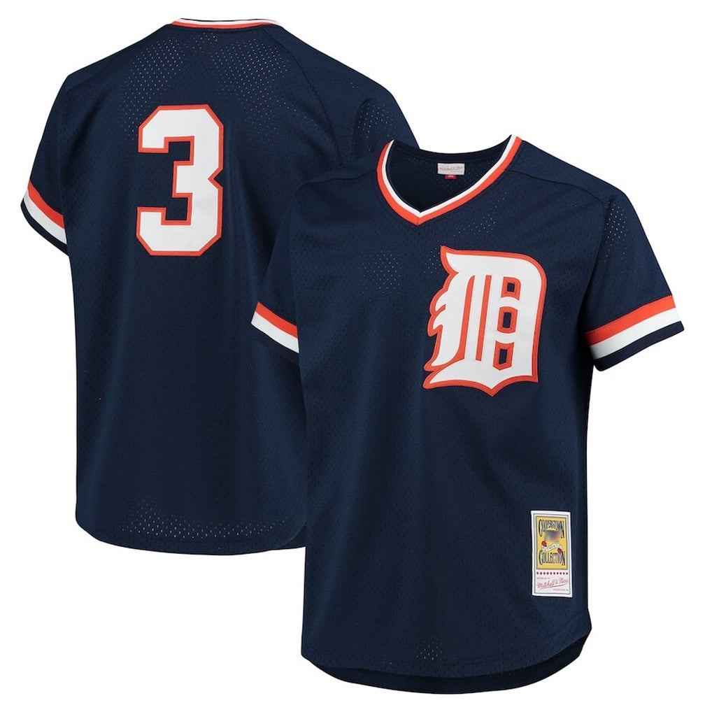 tocy D.Tigers #3 Alan Trammell Player Mitchell & Ness Navy 1984 Mesh Batting Practice  T-shirt Stitched Jerseys