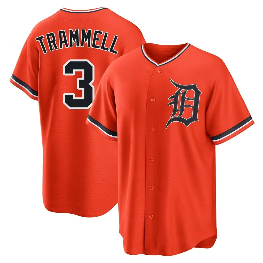 tocy D.Tigers #3 Alan Trammell Player Orange Home Game Stitched Jerseys