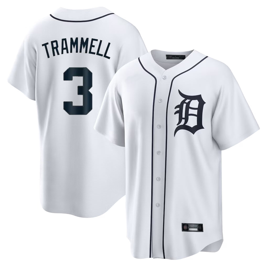 tocy D.Tigers #3 Alan Trammell Player White Home Game Stitched Jerseys