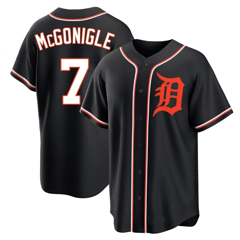 tocy D.Tigers #7 Kevin McGonigle Player Black Fashion Out Home Game Stitched Jerseys