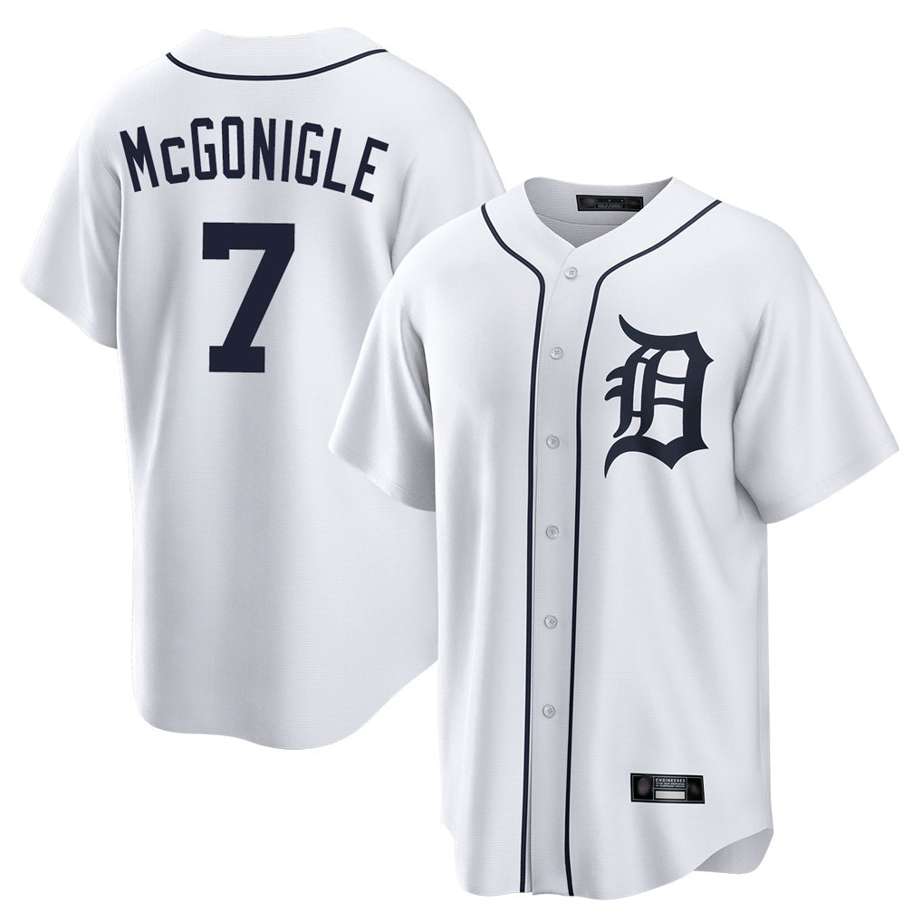 tocy D.Tigers #7 Kevin McGonigle Player White Home Game Stitched Jerseys