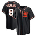 tocy D.Tigers #8 Matt Vierling Player Black Fashion Out Home Game Stitched Jerseys