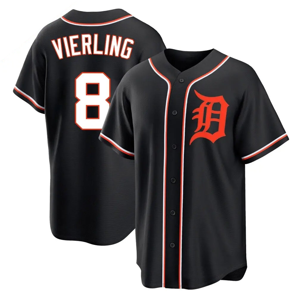 tocy D.Tigers #8 Matt Vierling Player Black Fashion Out Home Game Stitched Jerseys